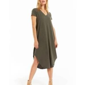 Z Supply‎ Green V-Neck T-Shirt Dress Shirt 100% Cotton Size XS Casual Weekend